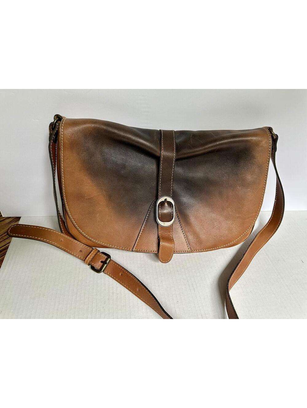 Patricia Nash Two-Tone Leather Sorano Saddle Crossbody Bag with a Buckle Detail